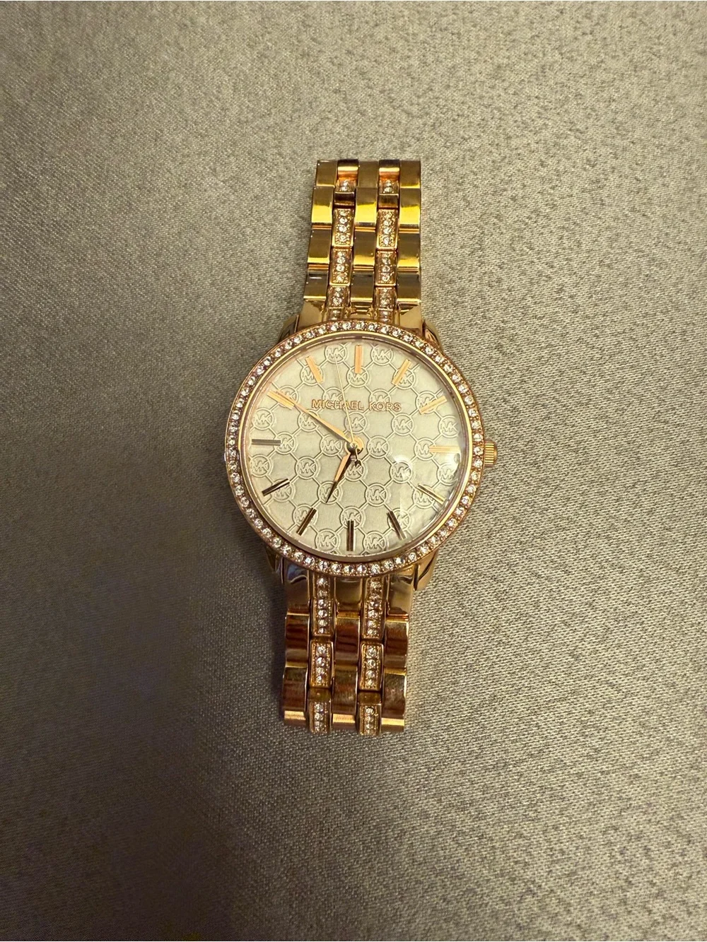 Michael Kors Rose Gold Tone Crystal Bezel Bracelet Watch